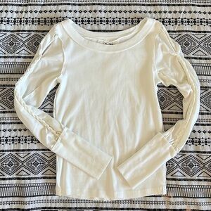 Free People Women's Daisy Chain Cuff Knit Long Sleeve Top Size Small Color White
